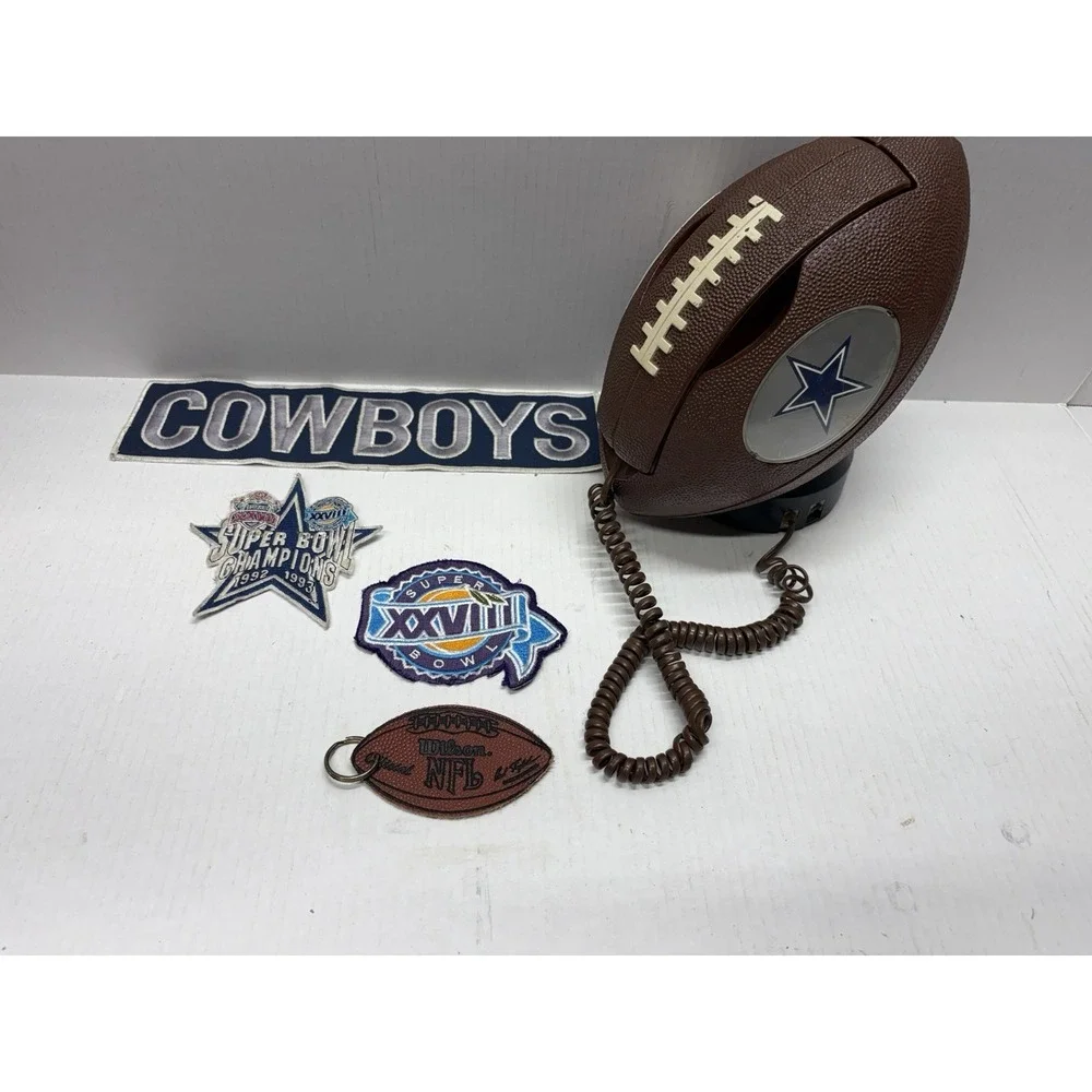 Vintage NFL Football Push Button Phone Dallas Cowboys Phone And Super Bowl Patch
